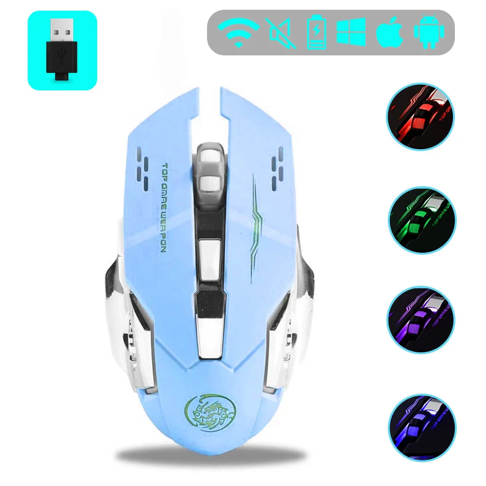 Wireless Gaming Mouse Rechargeable Silent RGB Backlight