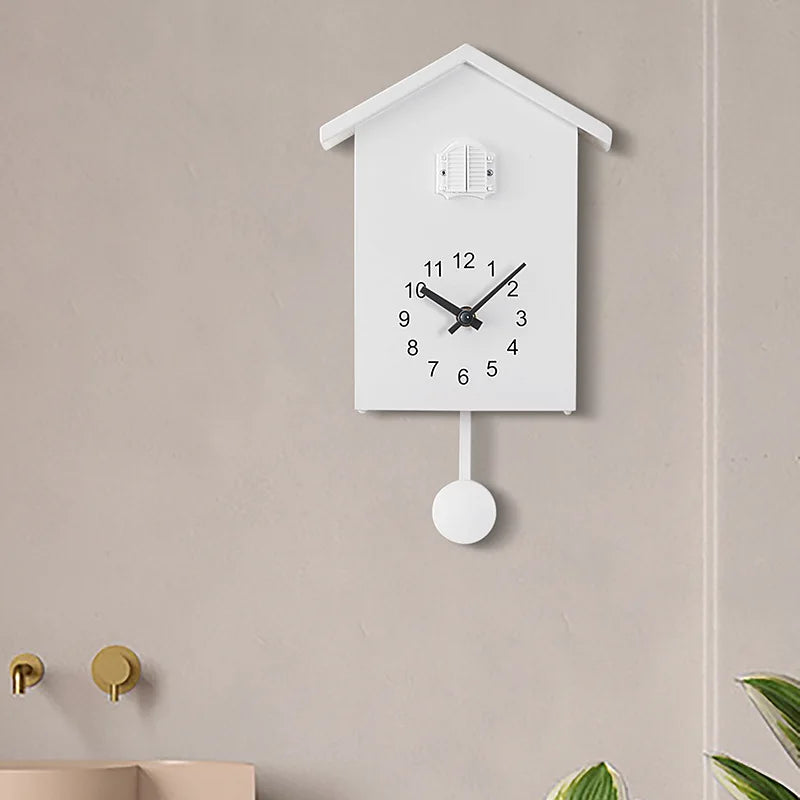 Cuckoo Wall Clock 20x25cm Muted Green Modern Hanging Home Clock Fall 2025 Whimsical Quartz Pendulum Gift