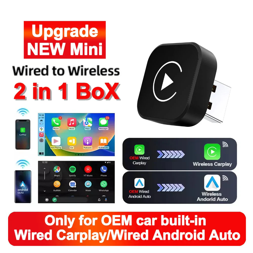 Wireless CarPlay AI Box 2in1 Android Auto Dongle Plug and Play Bilradio Opgradering 99 Procent Bilkompatibilitet Efterår 2025