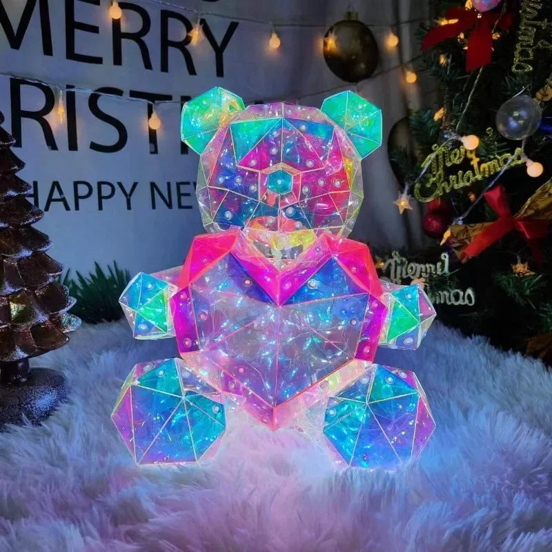 Colorful LED Teddy Bear Lamp with Heart - A Heartwarming Valentine's Day Gift for Birthdays & Anniversaries