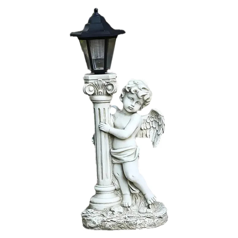 Statua luce angelo solare 49 cm luce da sentiero da giardino esterno decorazione religiosa cattolica idea regalo