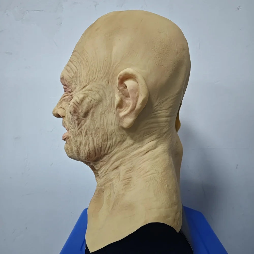 Realistisch latex cosplaymasker voor een kale oude man met rimpels en volledige hoofdbedekking, attribuut voor Halloweenmaskeradefeest 2026