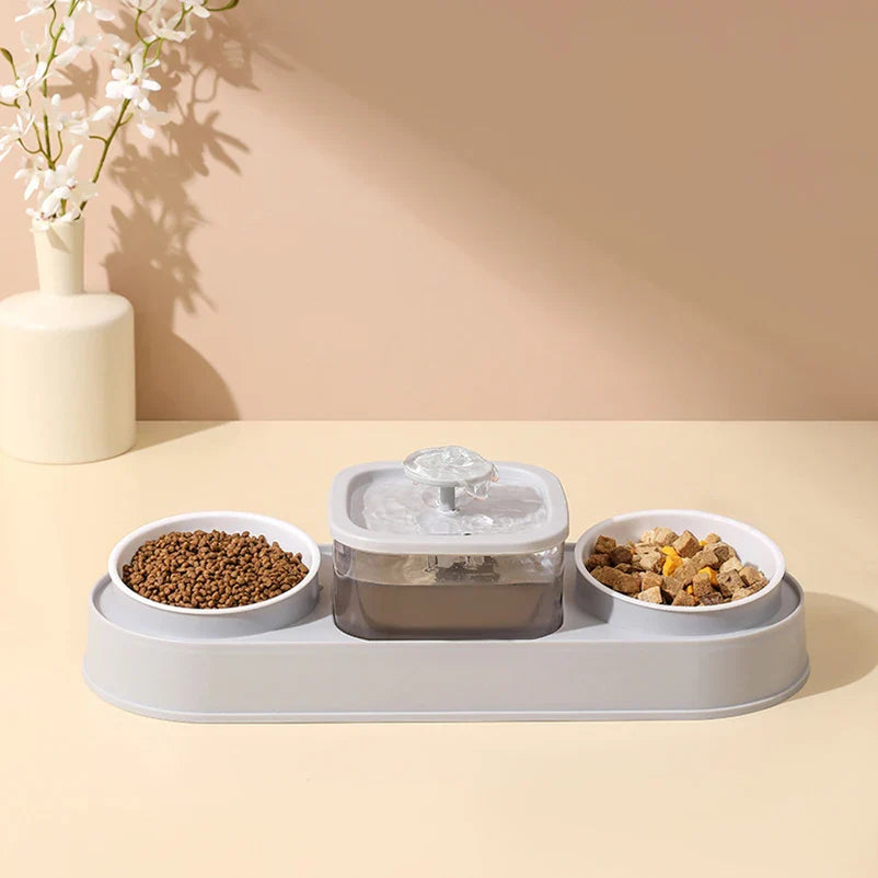 Automatischer Futterspender 200ml Portion Doppelnapf Edelstahl Futter- und Wasserstation Fall 2025 Rutschfest Leicht zu Reinigen