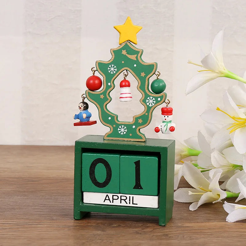 Adorno de calendario de cuenta regresiva de madera para Navidad, decoración de mesa