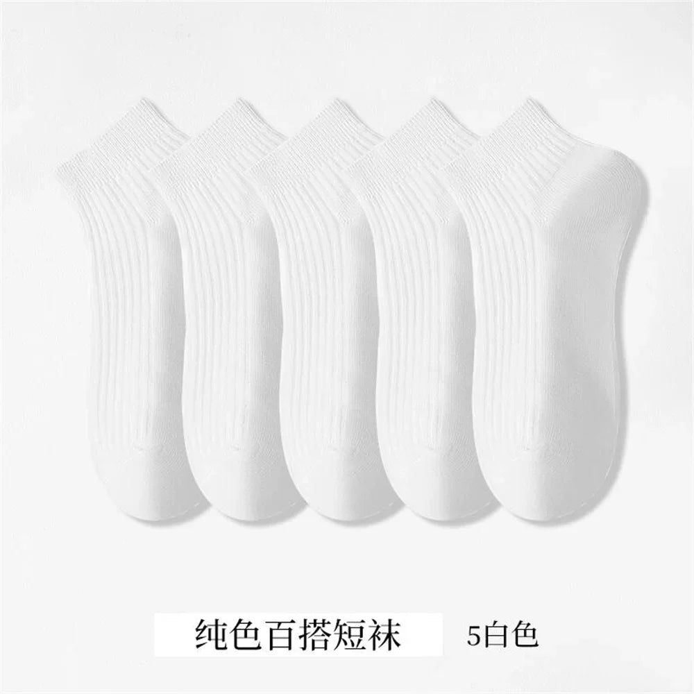 Soft women's invisible ankle socks 5-pack - 100% cotton sweat-absorbing low-cut boat socks