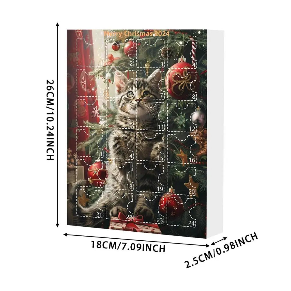 Calendario de Adviento de Gato 24 Días Adornos de Árbol Navidad