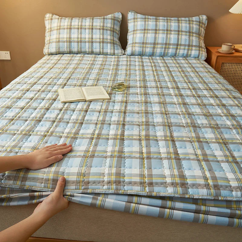 Protège-matelas matelassé à carreaux housse respirante antibactérienne literie automne 2025 sommeil frais