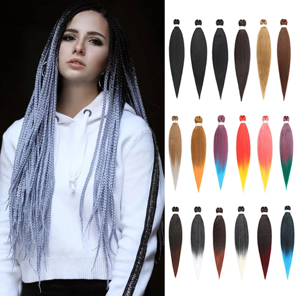 Pre-Stretched Braids Synthetic Ombre Yaki Texture Extensions