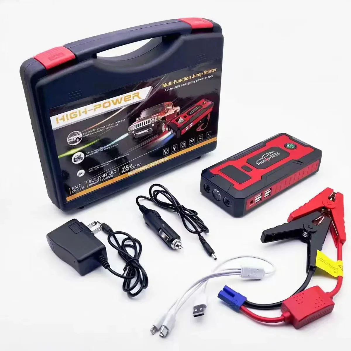 Arrancador de coche con bomba portátil Kit de banco de energía de emergencia 12V 99800mAh Regalo caída 2025