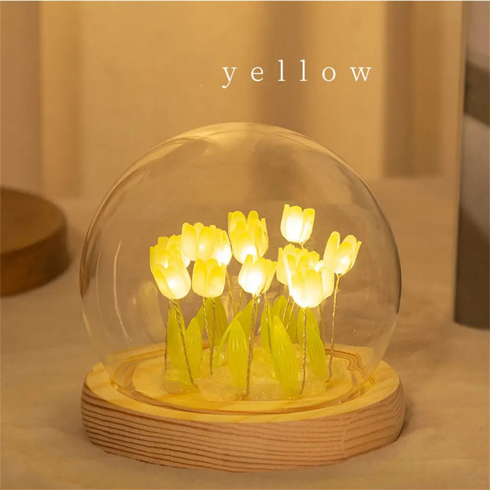 Handmade LED Tulip Flower Night Light - DIY Decorative Lamp for Bedroom, A Perfect Valentine's Day Gift