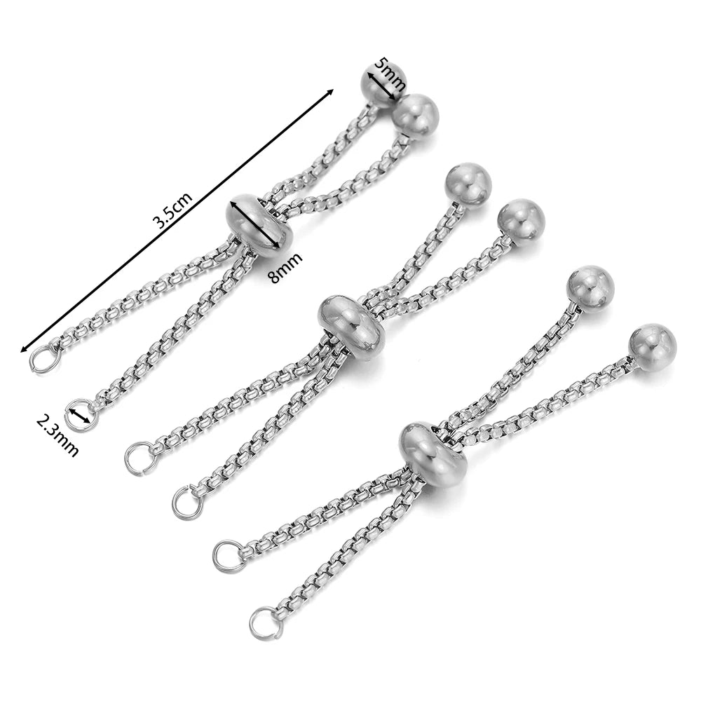 Extensores de Pulsera de Acero Inoxidable Deslizadores Ajustables 3 Piezas