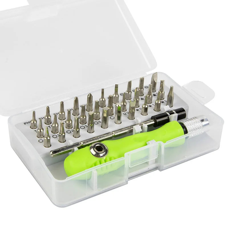 Precision Screwdriver Set 32-In-1 Magnetic Bits Repair Tool Kit For Phones And Tablets Green Handle Back To School 2025