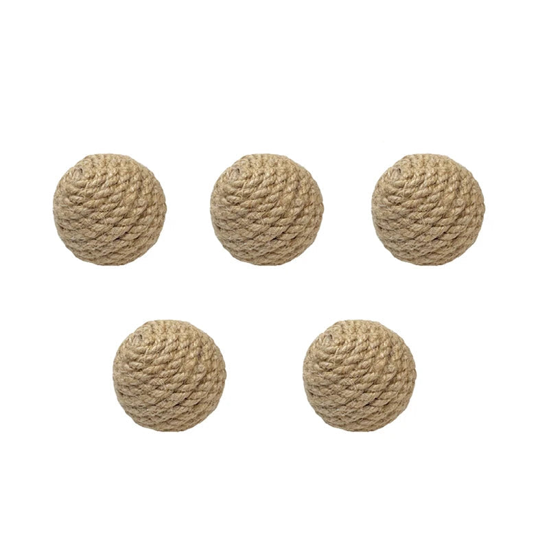 5PCS Handmade Sisal Cat Sounding Balls - Interactive Toy for Kittens