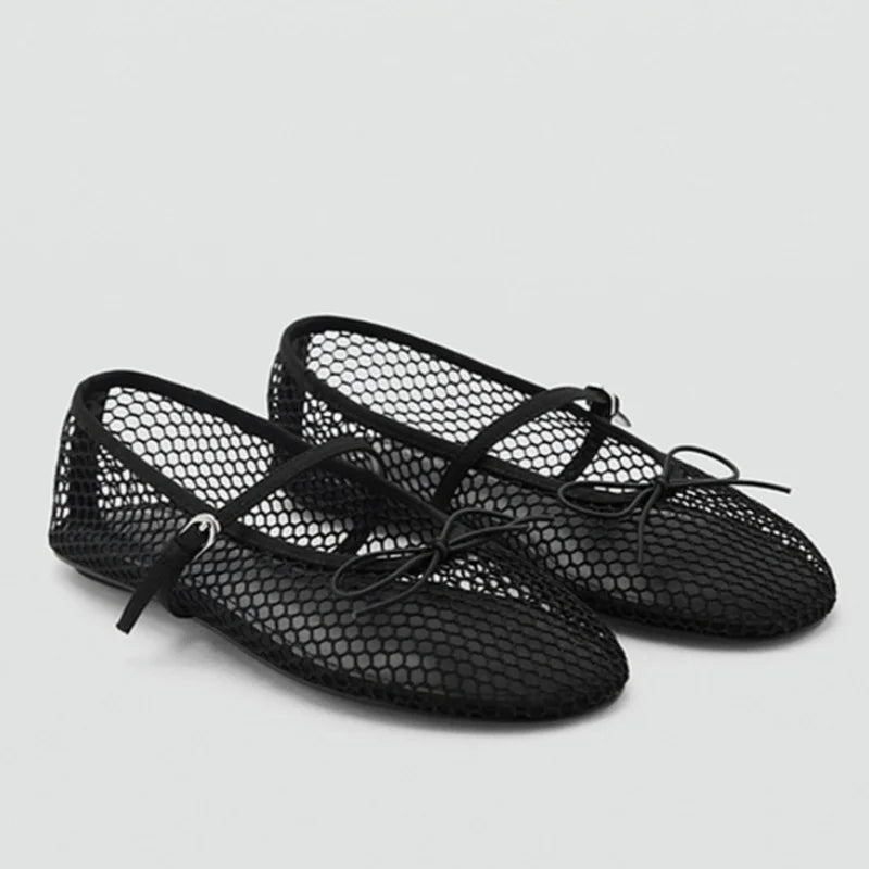 Breathable Women’s Ballet Flats - Mary Jane, Mesh, Summer