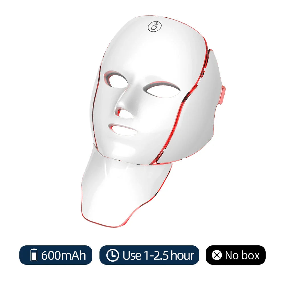 LED Face Mask 7-Color Wireless Photon Therapy Facial Neck Mask Winter 2025 Anti Aging Skin Tightening