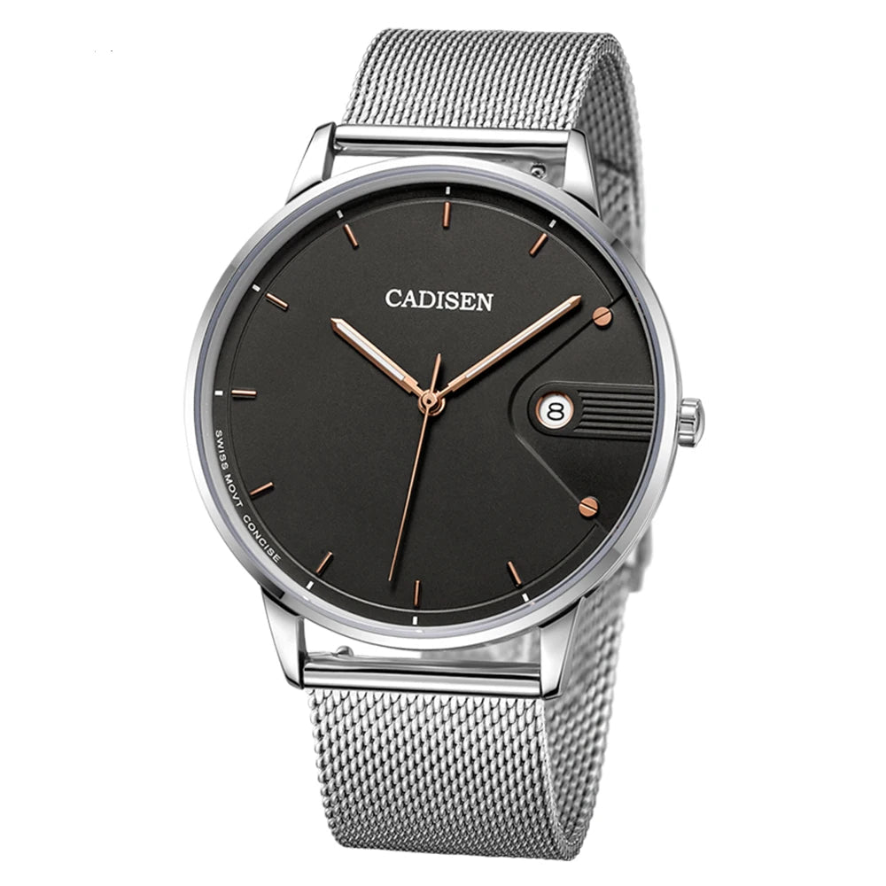 Ultra Thin Swiss Quartz Mesh Strap Watch 7mm Sapphire