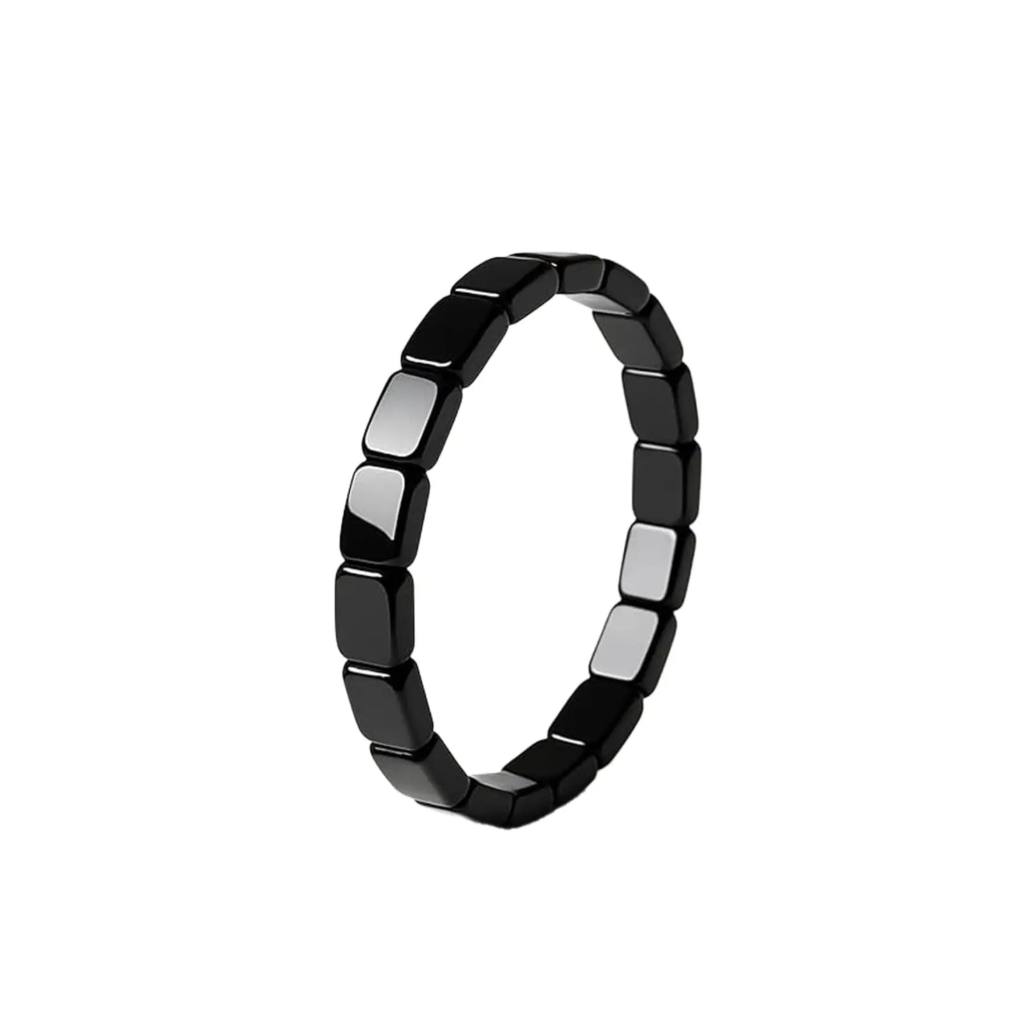 Supportive men's hematite bracelet – natural stone beaded stretch, geometric, gift jewelry