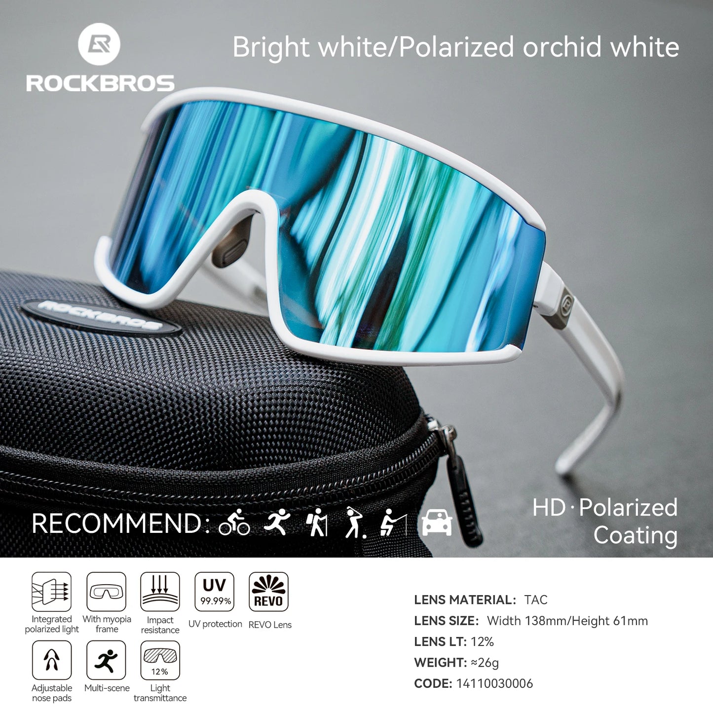 Fahrradsonnenbrille Polarisierte UV400 Antibeschlag Photochrome Outdoor Brille Ganzjahres Rutschfest Unisex
