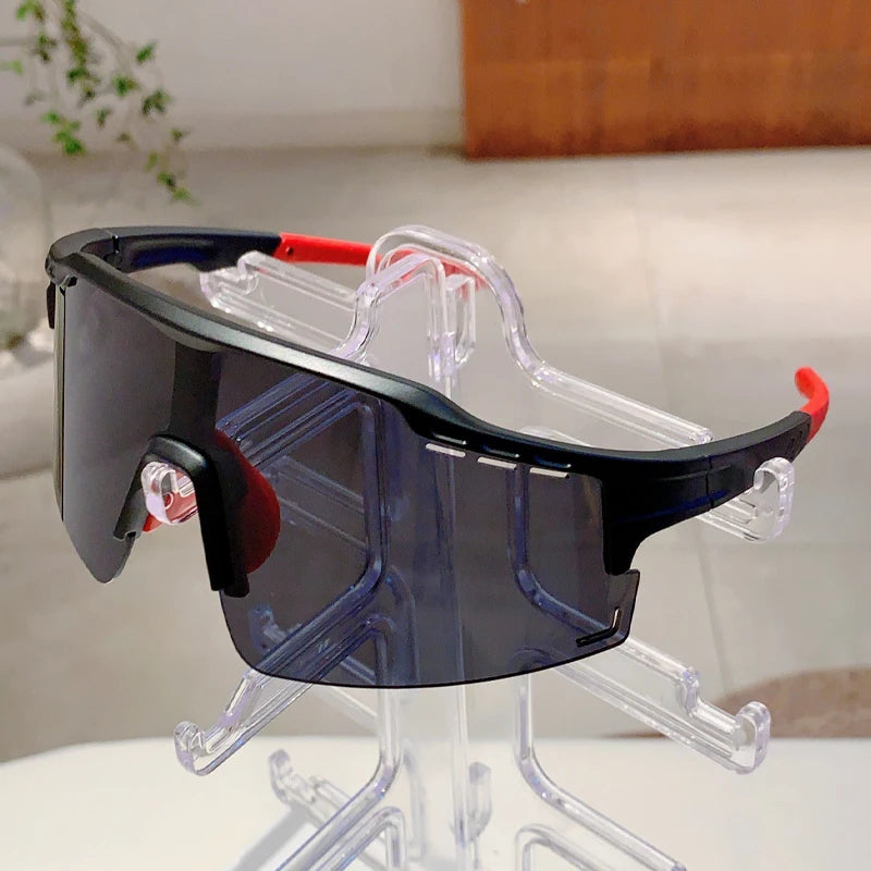 Oversized Sports Sunglasses Men, 2025 Punk Mirror Anti-UV Riding Shades