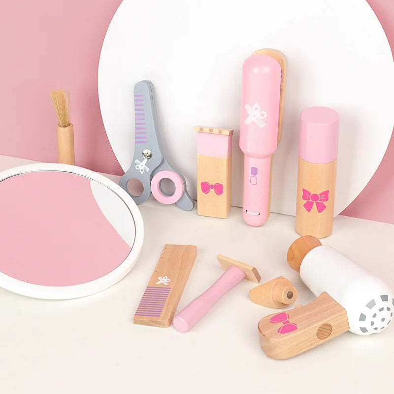 Set de Maquillaje para Niños Juguete Cosmético de Madera para Juego de Imitación con Bolsa de Transporte Kit de Peluquería Ecológico Regalo de Vacaciones 2025