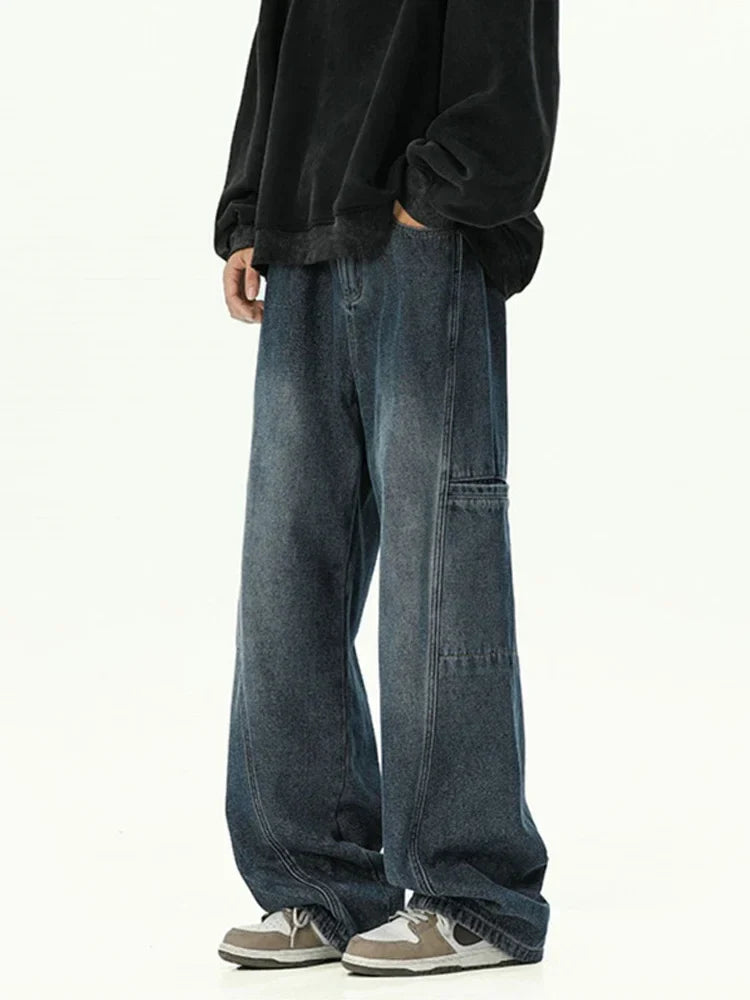 Oversized Mens Cargo Jeans - Wide Leg, Denim, Street