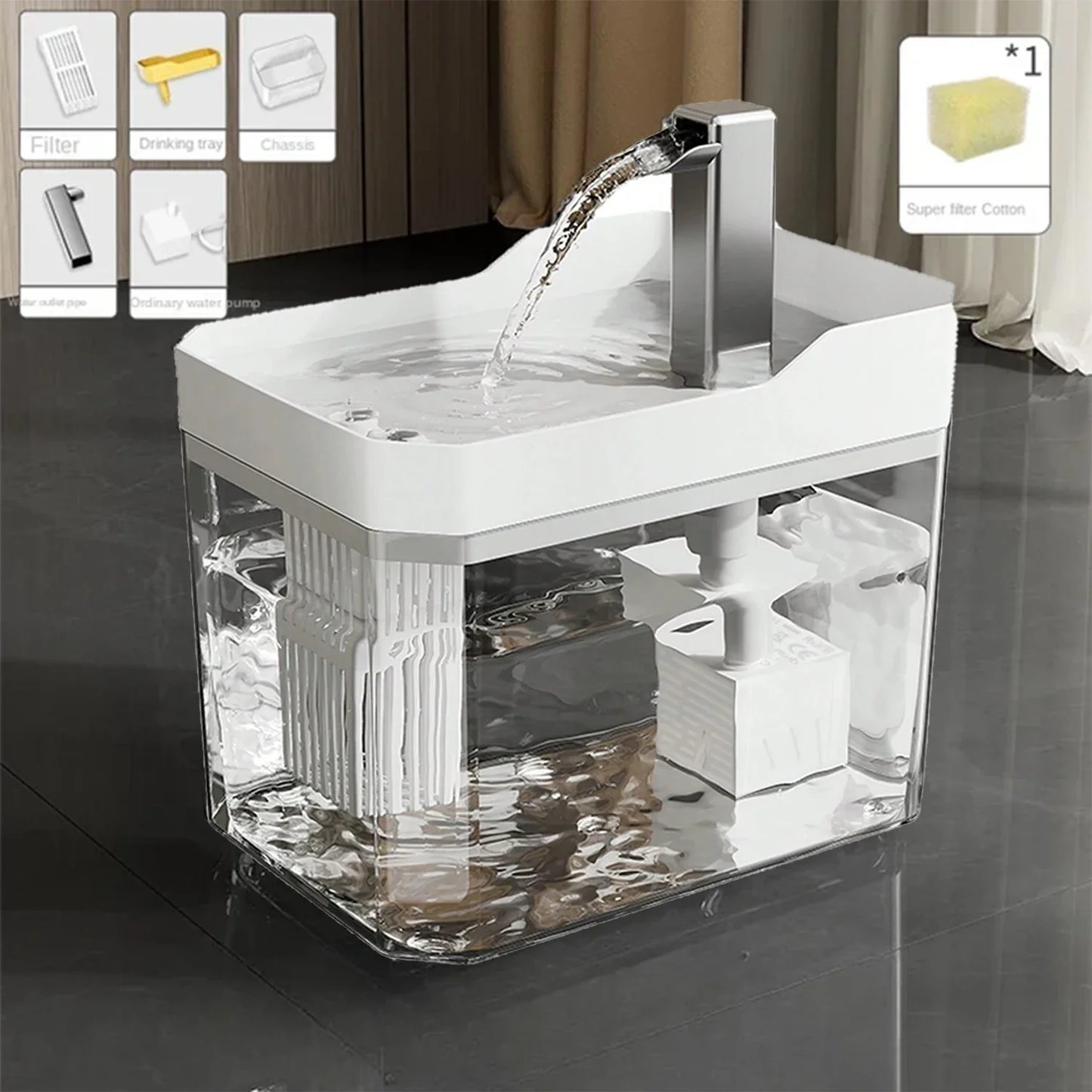 Fontana per acqua per gatti USB serbatoio trasparente bevitore automatico filtrato per animali domestici caduta 2025 pompa silenziosa anti-secco
