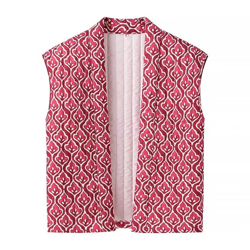 Insulating Women’s Quilted Vest - Loose Open Stitch, Cotton