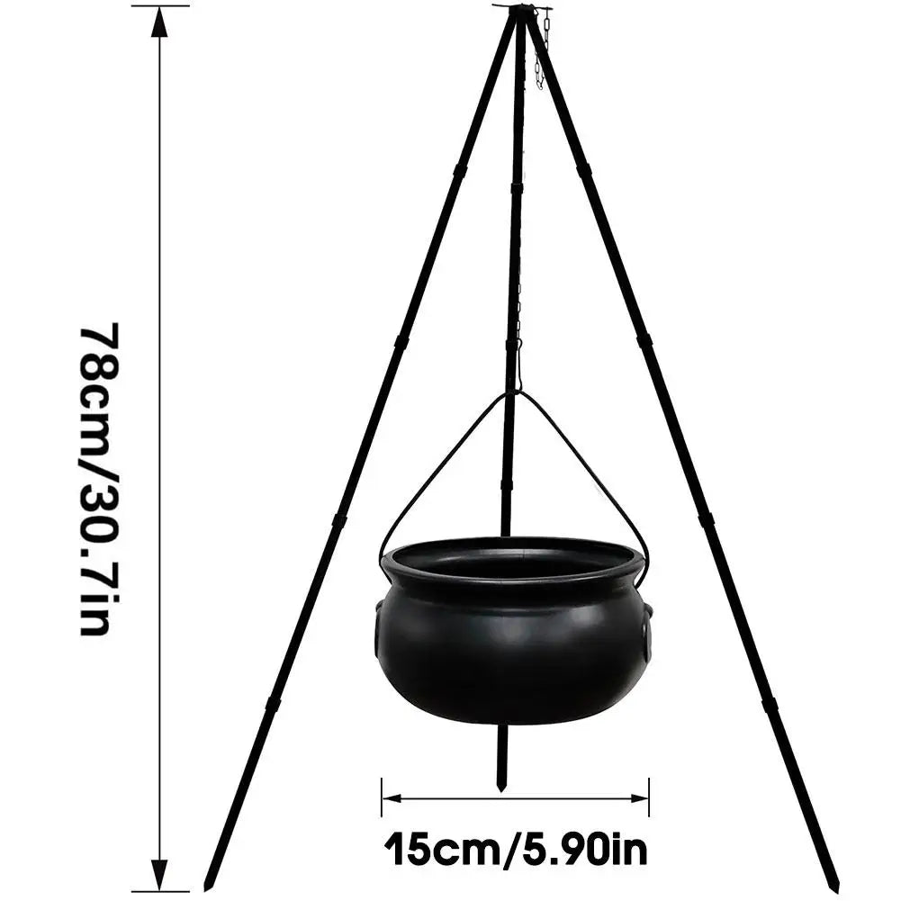 Caldero grande de brujas con trípode y luces LED verdes en cadena para exteriores Decoración espeluznante para fiesta de Halloween 2025