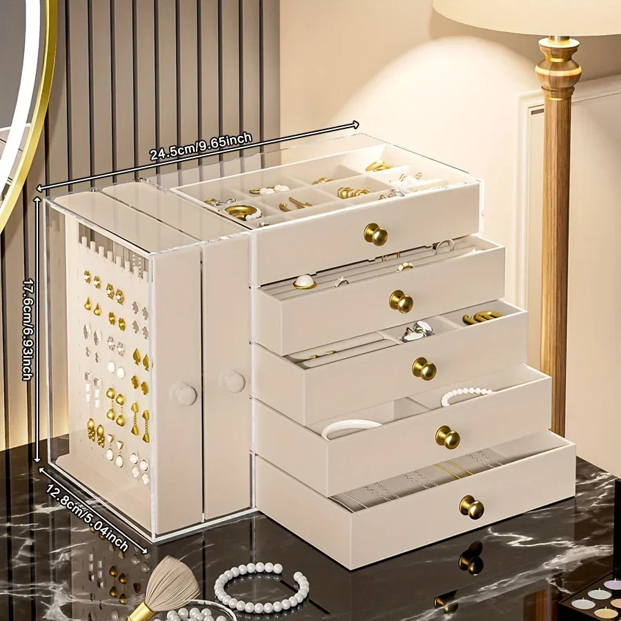 Organizador de joyas caja transparente de 7 capas con cajones gran capacidad para almacenar pendientes, collares y anillos estuche regalos para las fiestas 2026