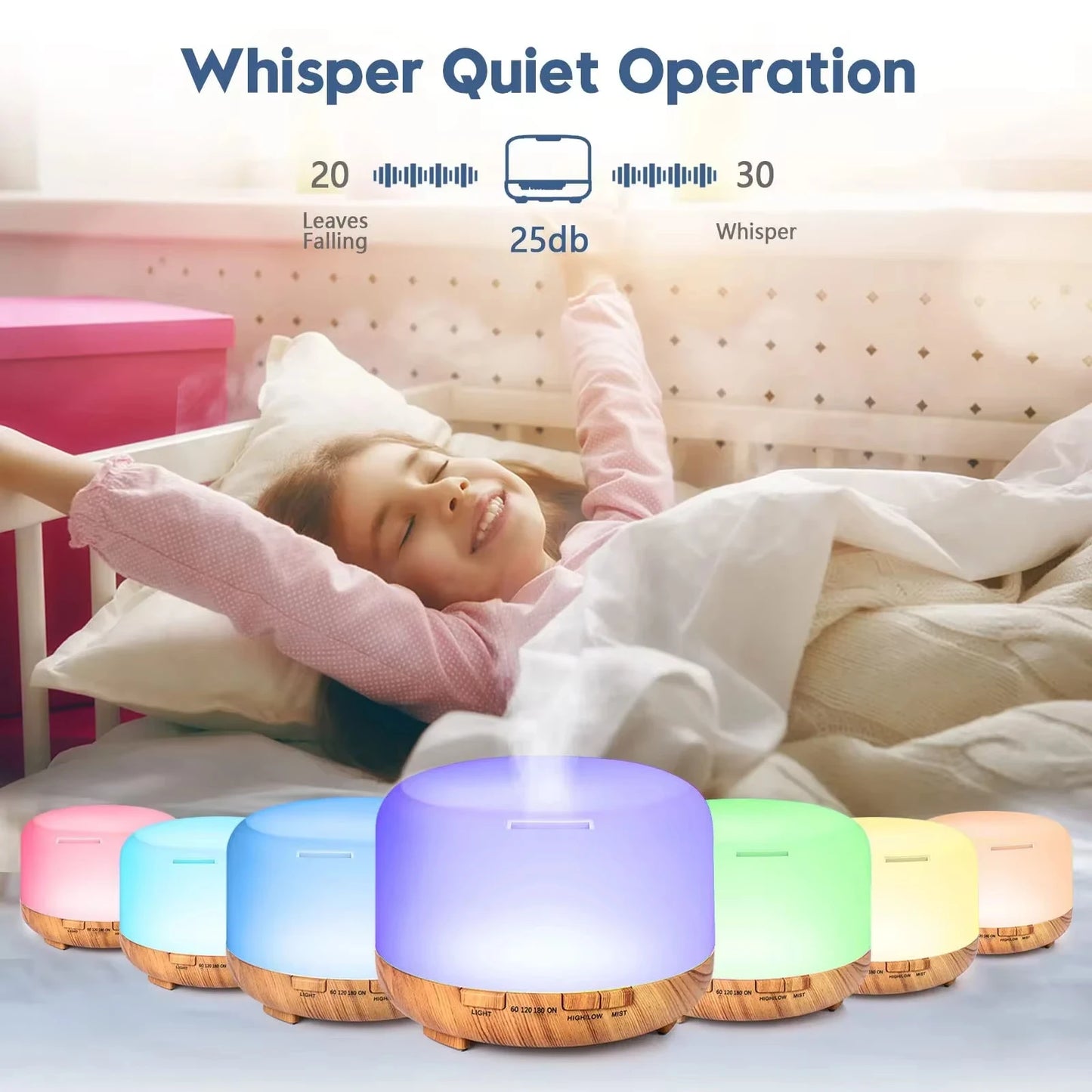 Air Humidifier Essential Oil Diffuser 500ML Ultrasonic LED Lamp