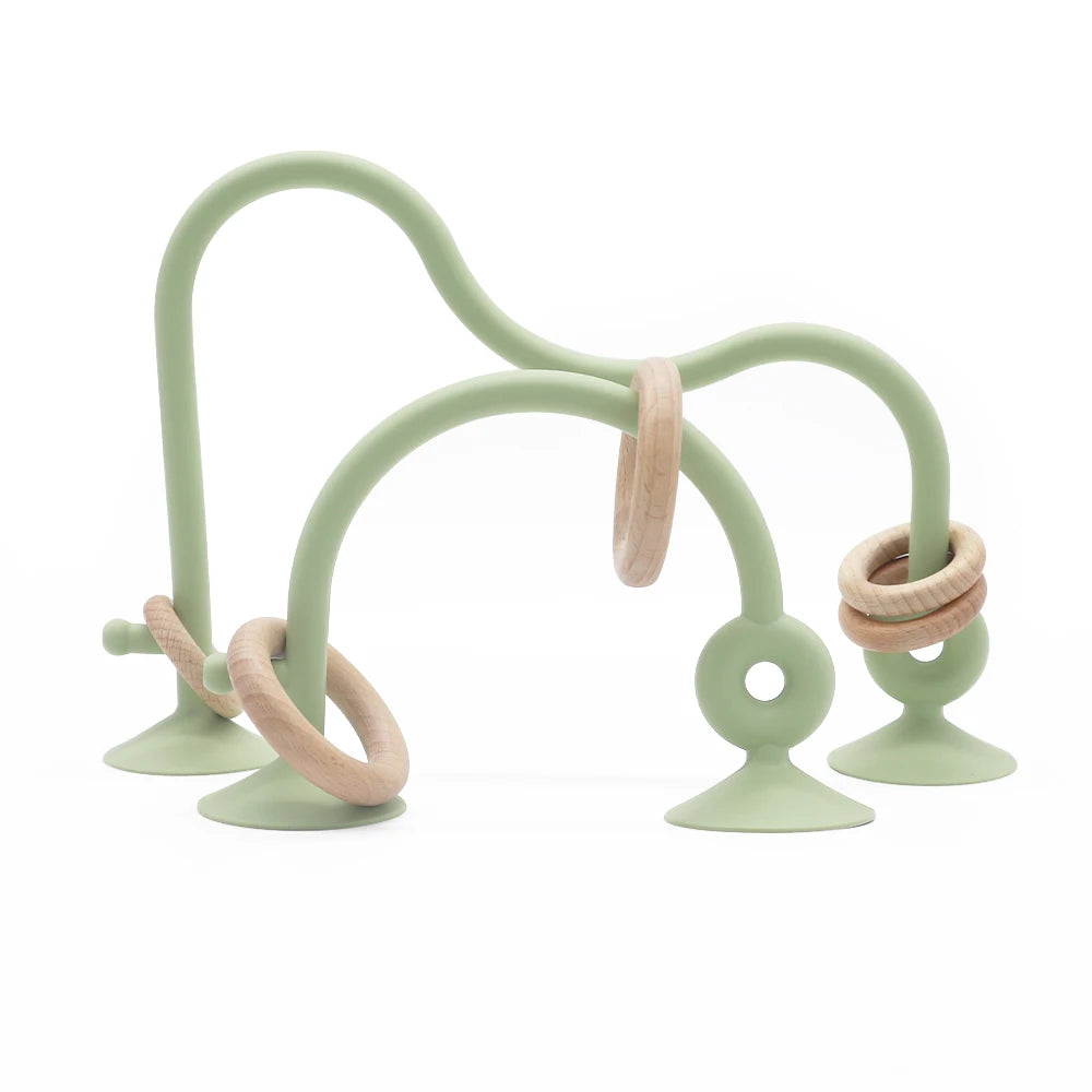 Variant image for Soft Silicone Teether Toy with Wooden Ring, Safe Teething Ring for Infants, Ideal for Teething Relief and Sensory Exploration-6