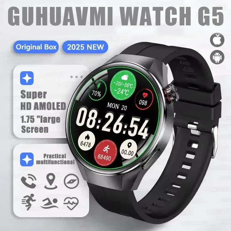 Smartwatch 1.75 Inch AMOLED Display GPS Tracking Bluetooth Calling Health Monitoring IP68 Waterproof Fall 2025 Gift
