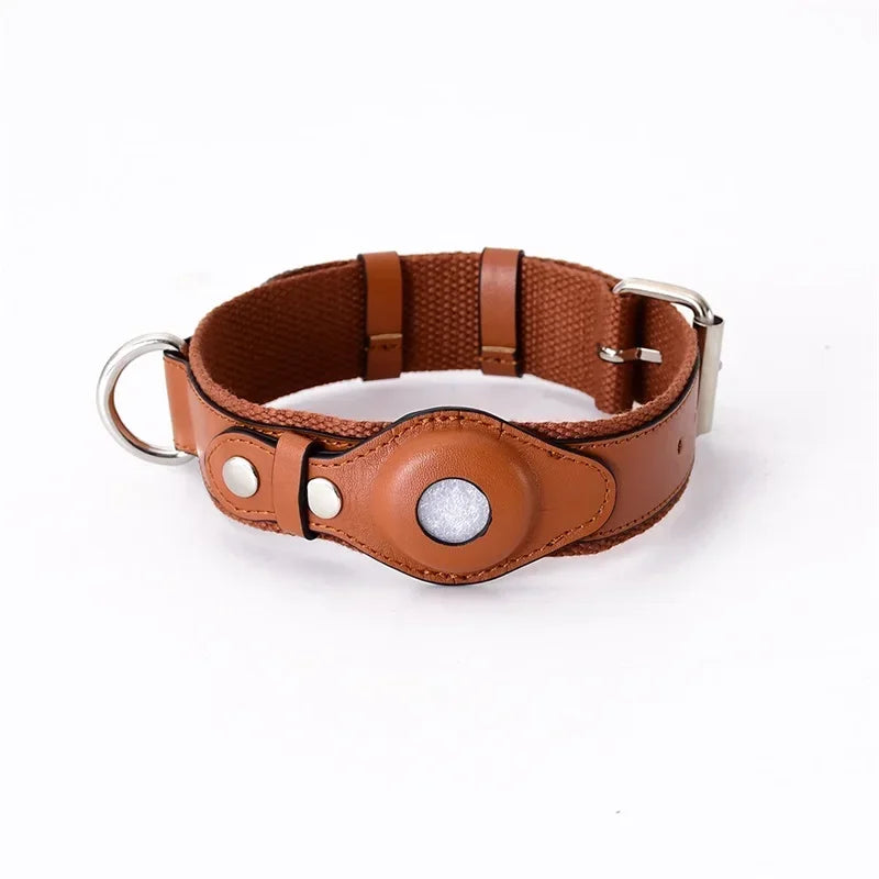 Leder-Hundehalsband verstellbar gepolstert Haustierhalsband mit AirTag-Halter Luxusdesign Ganzjahreskomfort Geschenk