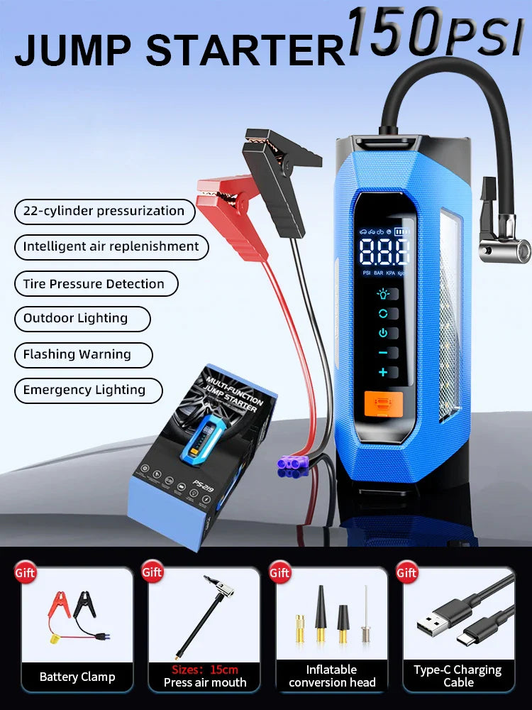 Auto Starthilfe Tragbare Powerbank 12V Mit Luftkompressor 6000A Spitzenwert Notstart 180 PSI Ablauf 2025