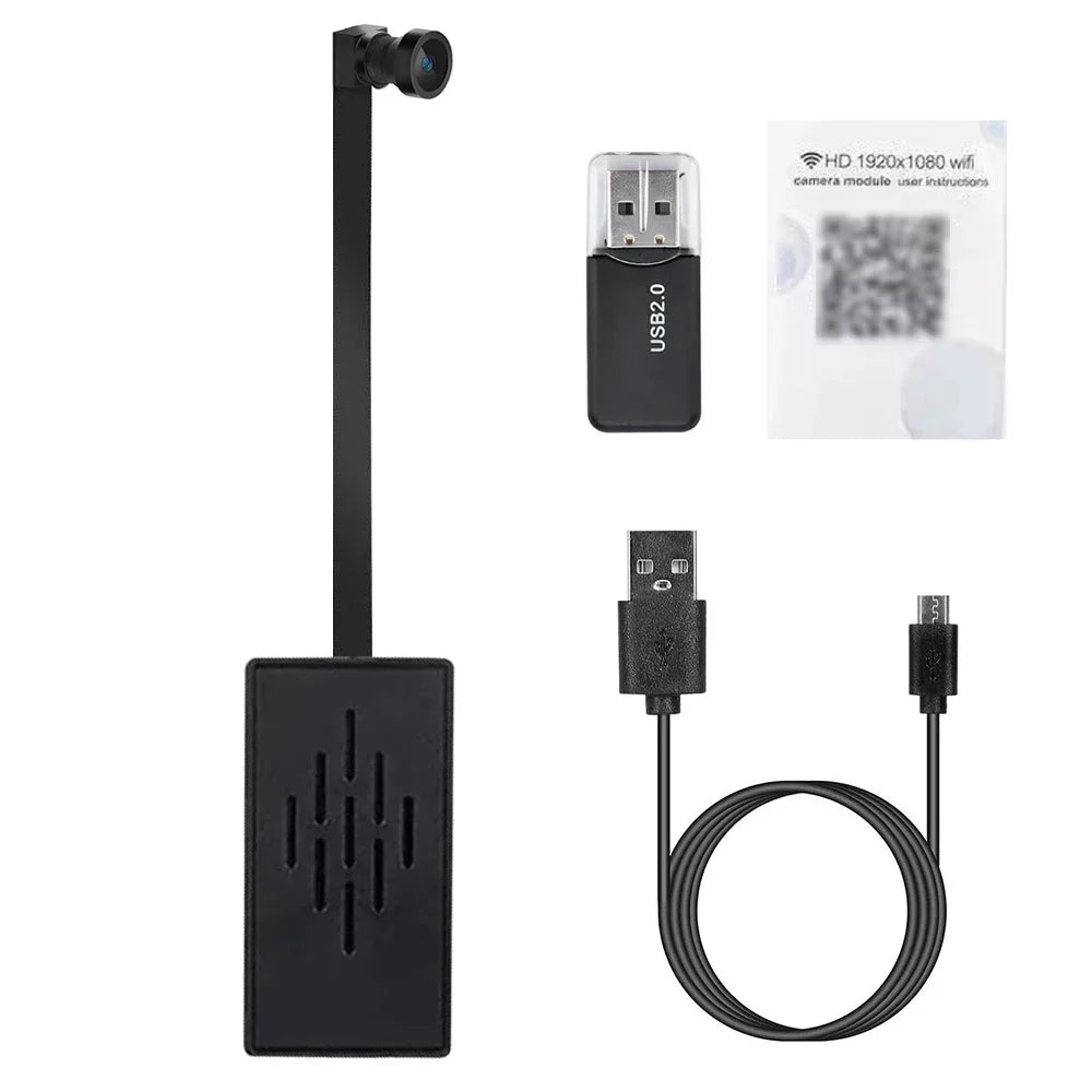 1080P Mini Kamera Trådlös WiFi Videokamera, Rörelsedetektering, Fjärrvy, P2P-stöd, Inbyggt Batteri