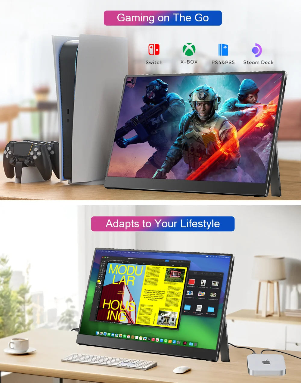 Portable 15.6 Inch FHD IPS Gaming Monitor 3ms Speaker