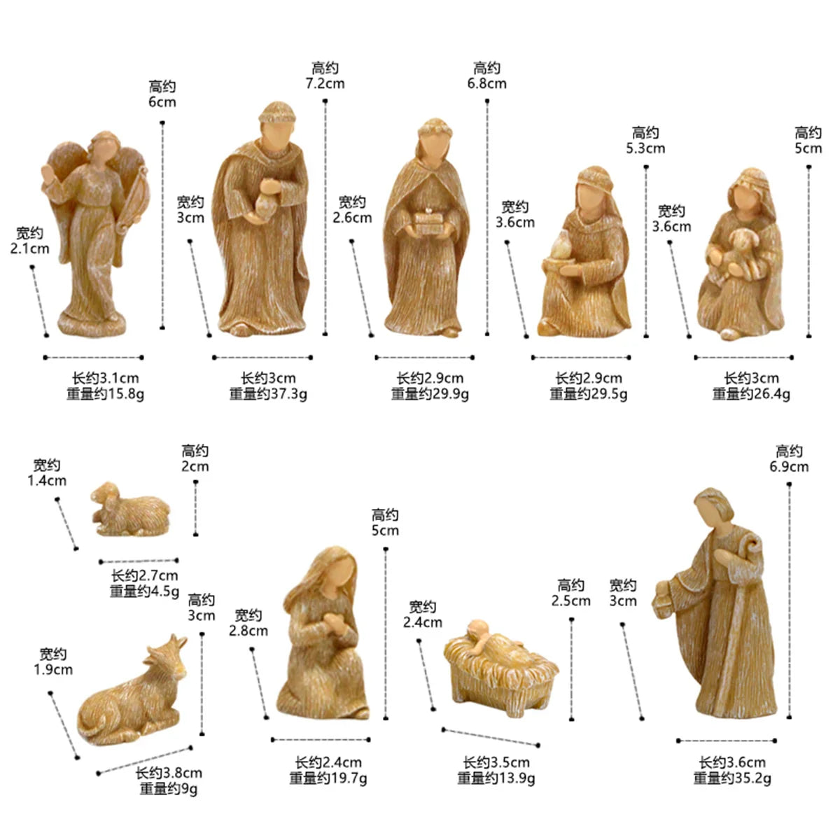 Nativity Set 10-Piece Resin Nativity Scene For Christmas Decor, Timeless Religious Ornaments Gift Idea