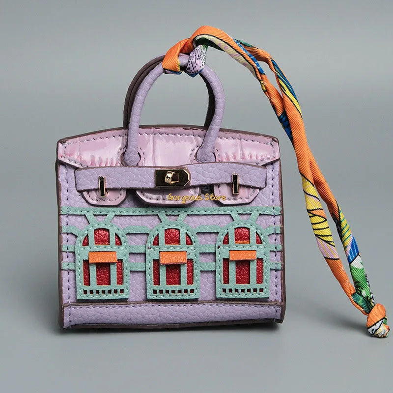 1+1 Free Birkin Inspired Mini Hand Bag - Platinum Bag Charm