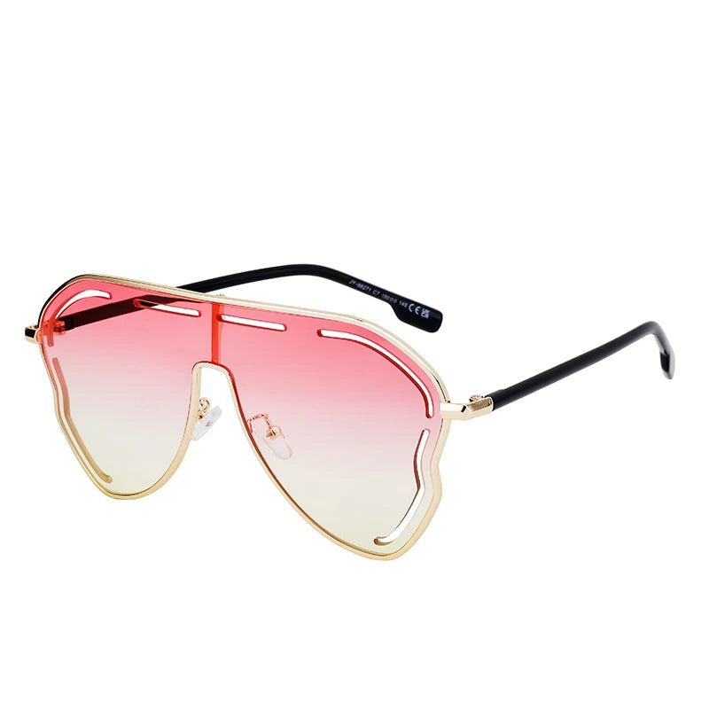 Oversized Pilot Punk Sunglasses Women Big Frame 2025 Hollow Shades for Ladies