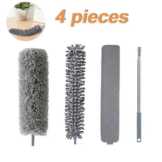 Juego de Herramientas de Limpieza de Microfibra - 4PCS Duster de Mango Largo y Cepillos para Limpieza del Hogar
