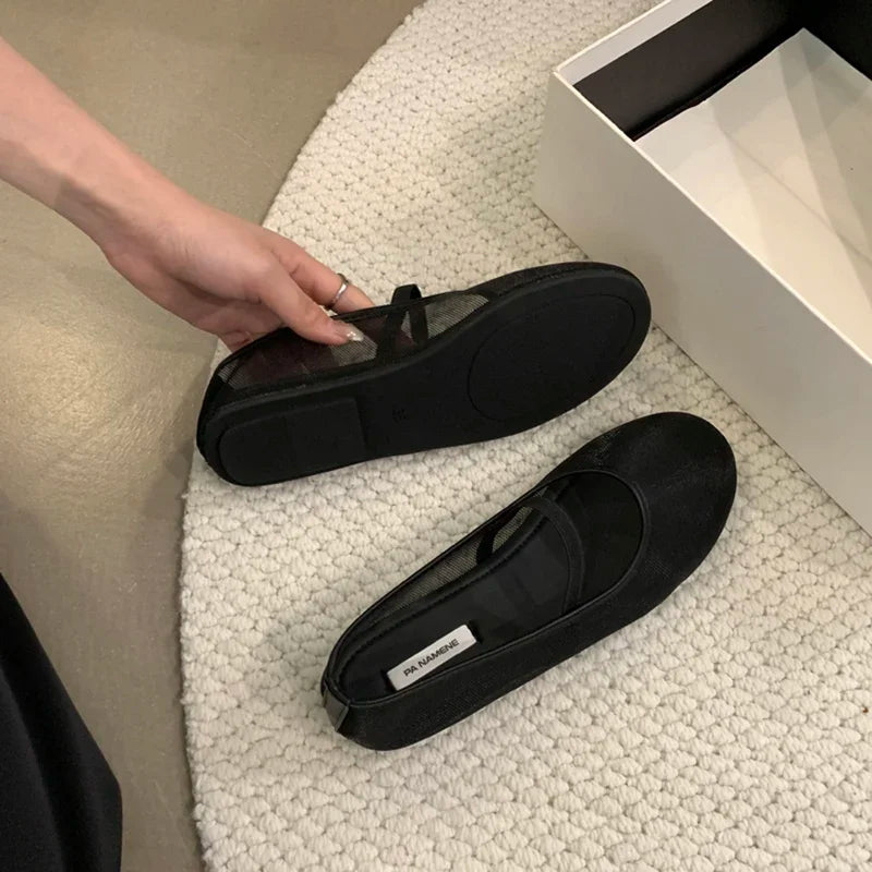 Zapatos planos Mary Jane ligeros para mujer - Malla superficial, casual