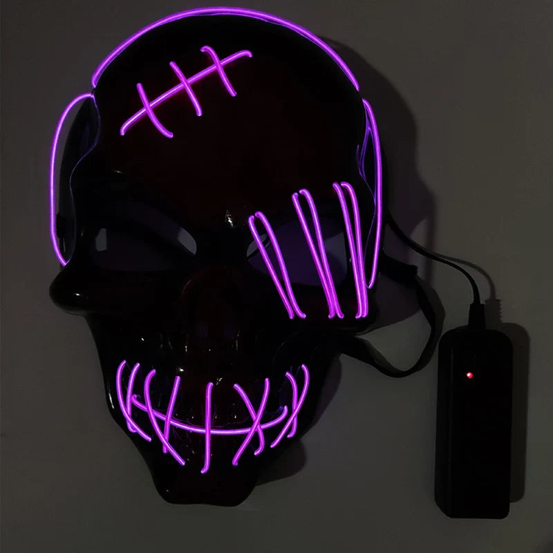 LED Glowing Skull Mask Full Face Halloween 2025 Cosplay