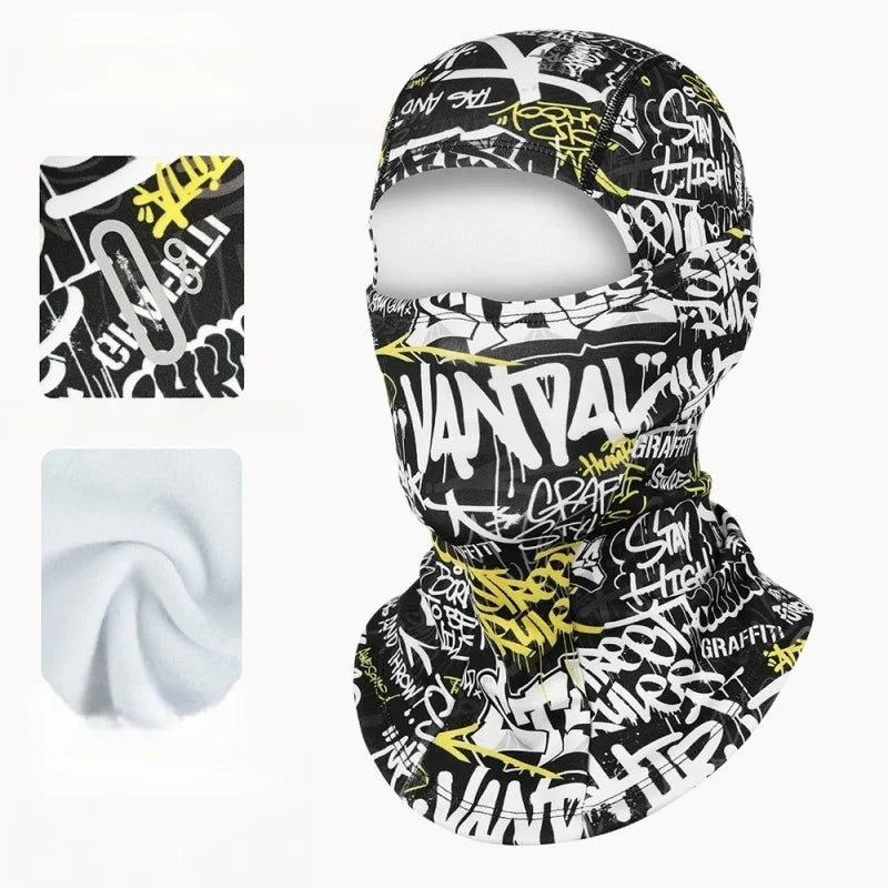 Balaclava Graffiti Print Face Mask Thermal Headwear for Winter Essentials 2026 Outdoor Cycling Warm