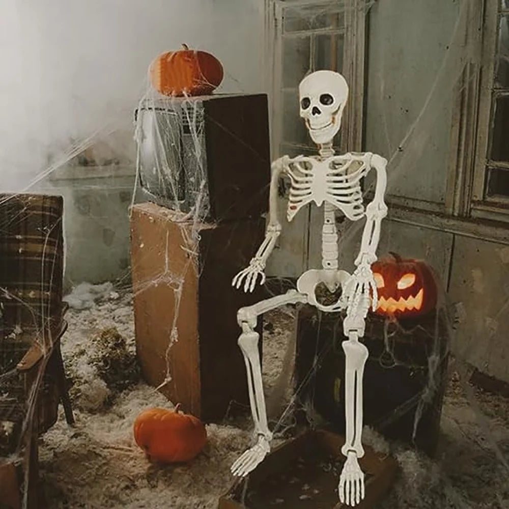 Beweegbaar menselijk skelet, Halloween-plastic nepbottendecoratie en griezelig accessoire 2026