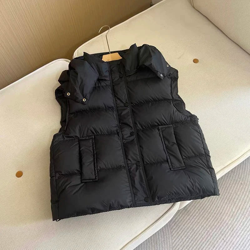 Insulating Women’s Hooded Puff Vest - Hip-Length, Down