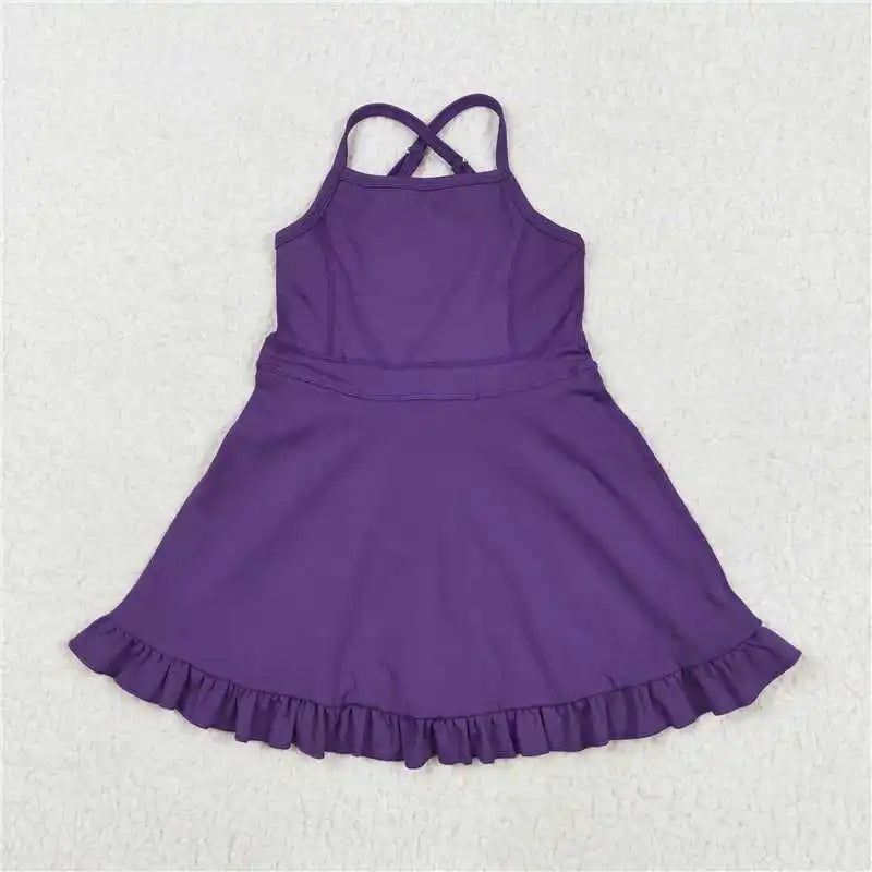 Soft girls' knit dress – knee-length, cotton-elastane, casual wear for active play