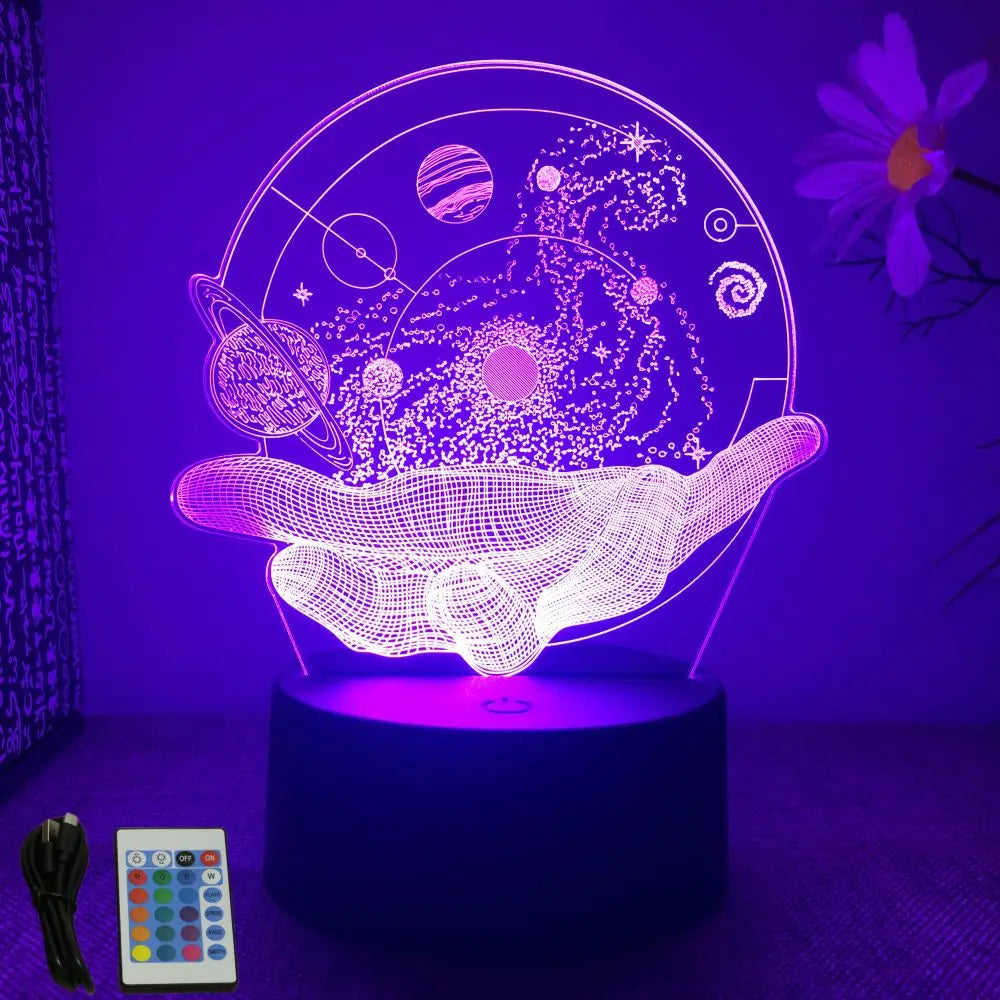 3D Astronaut Optical Illusion Night Light - LED Projector Lamp, Space Bedroom Decor for Kids