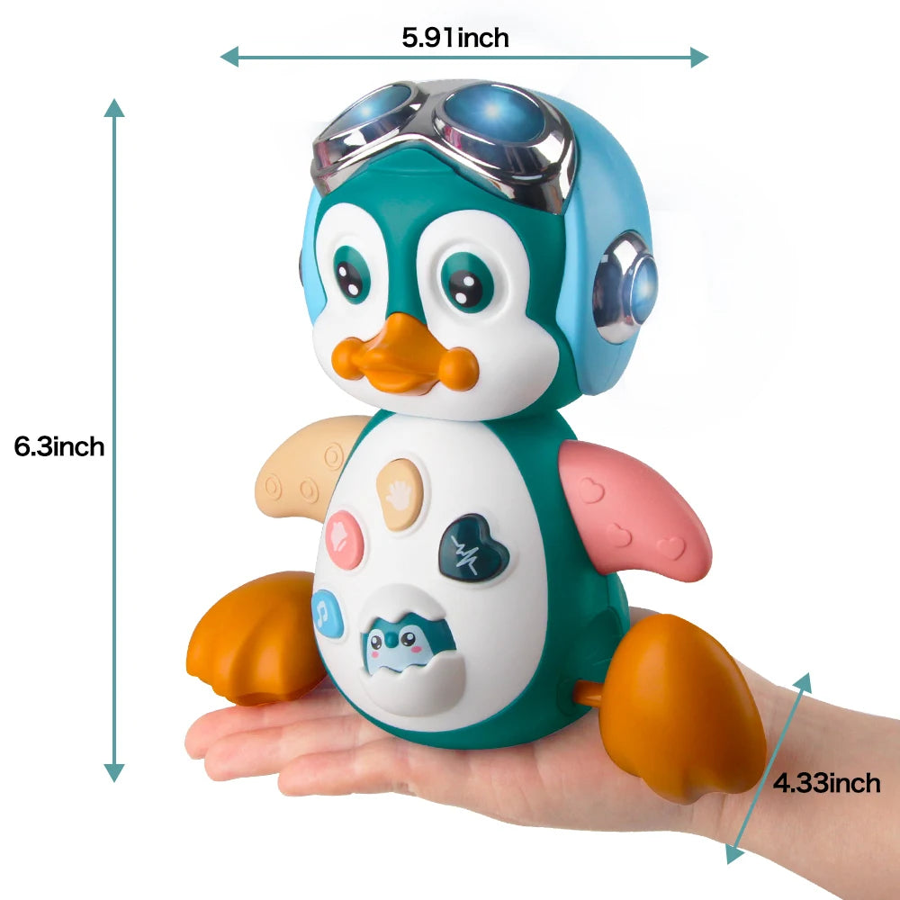 Baby Crawling Toys Musical Penguin - Interactive Light Up Walking Dancing Toy for Toddler Development Gift