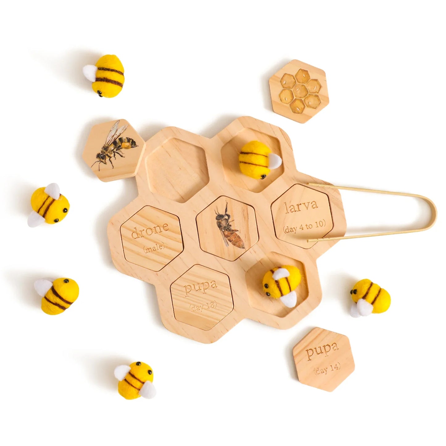 Juguete Montessori para Motricidad Fina 0-12 Meses Abeja de Madera Panal Juego Sensorial Otoño 2025 Regalo de Desarrollo