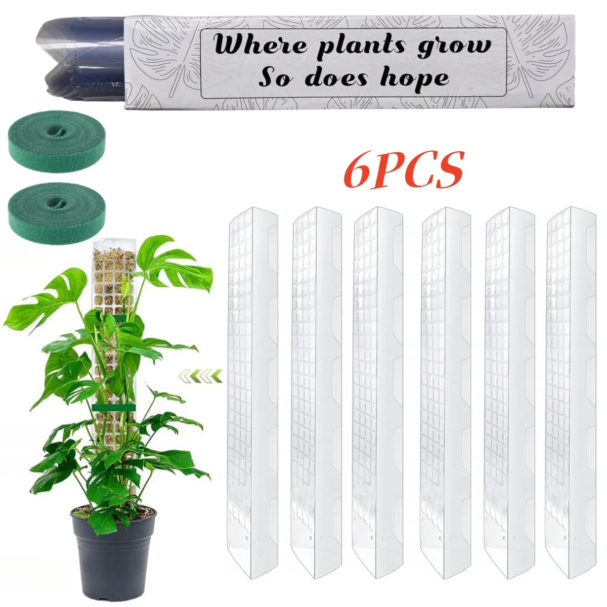 Indoor Moss Pole Garden Tools - 24-inch Plastic Plant Stand for Climbing Plants Support